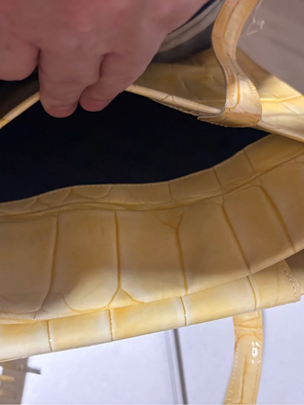 Yellow Croc-Embossed Tote Bag Joan & David